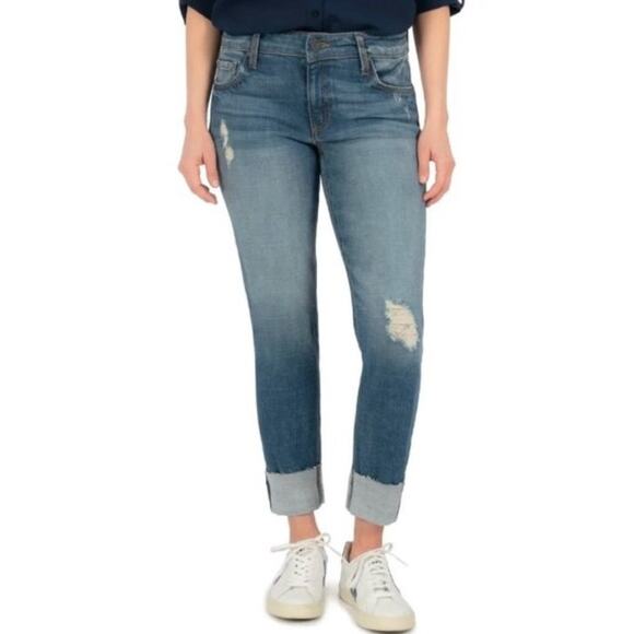 Kut from the Kloth Catherine Boyfriend Jeans size 12 Slouchy Distressed - Picture 1 of 10